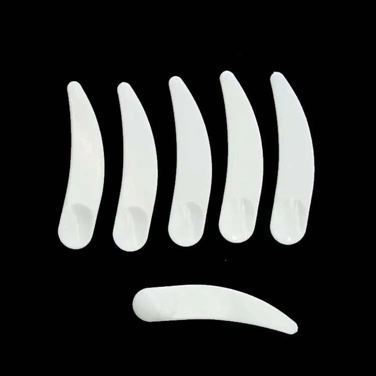 Wholesale low price instock white cream pp spoon cosmetic spatulas with silk print  plastic spatula