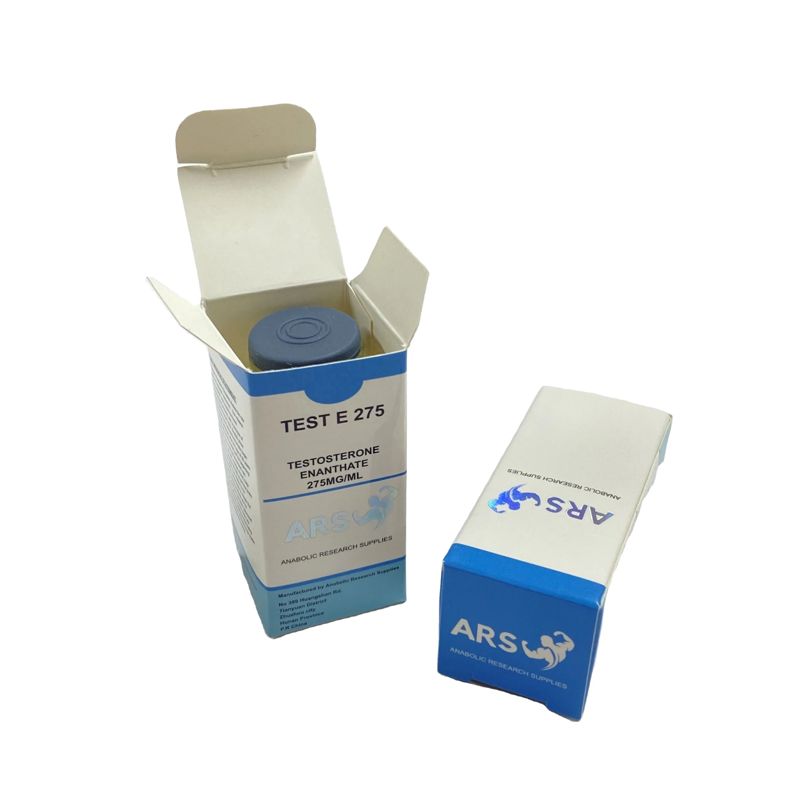 
Custom name printed hot stamping silver foil 10ml steroid pharma packaging box 