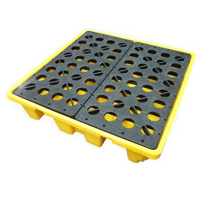 4 Drum Spill Pallet with Built-in Drain Plug