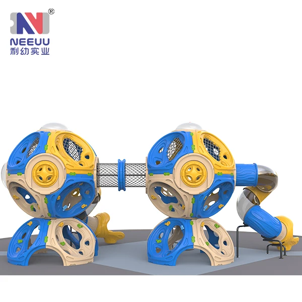 Molecular climbing series children adventure playground equipment safety playground with Spiral tunnel slide