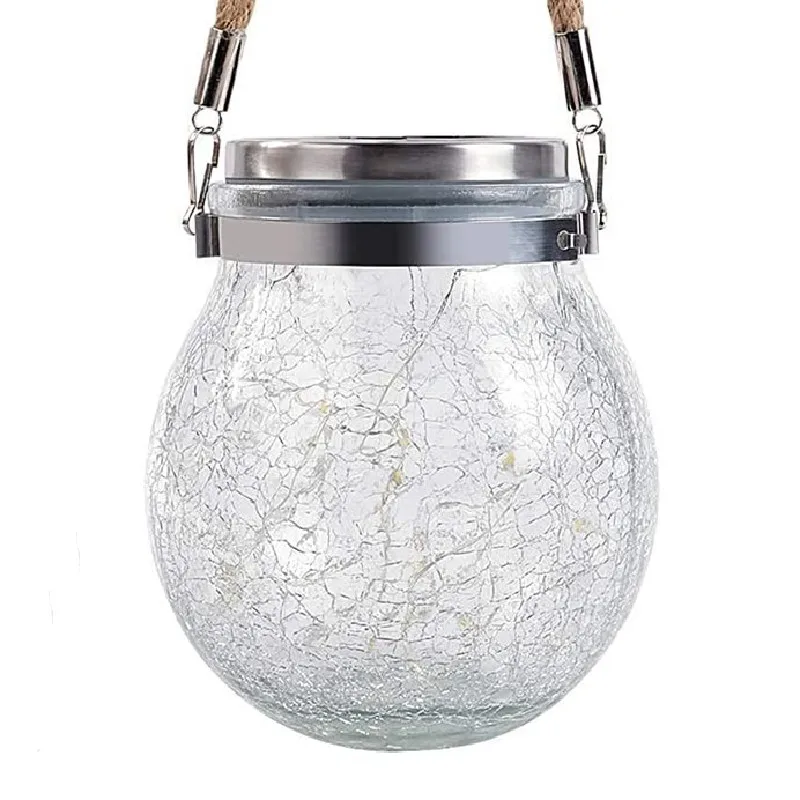 Solar Lantern Holiday Decoration Handing Garden LED Light Cristal Ball Shape Outdoor Christmas Decoration Lights