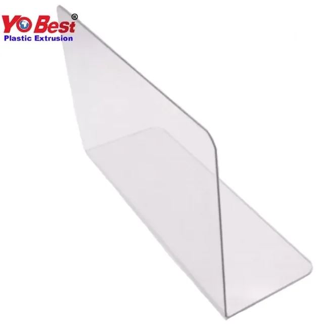 Custom Plastic Extrusion Adjustable Supermarket Clear L Shape Plastic Shelf Divider with Tape or Magnetic
