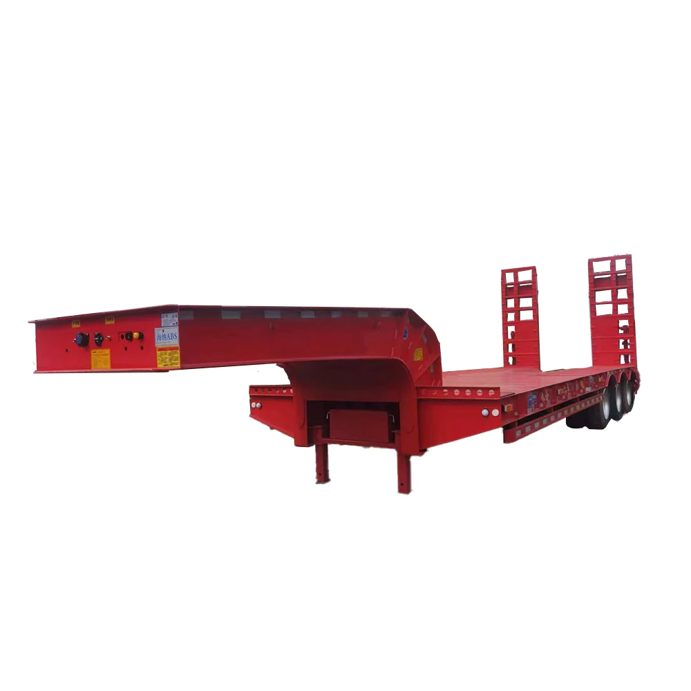 Factory 3 Axles 60Ton low trailer semi truck trailer 3 axle semi trailer lowbed semi truck price With Factory hot sale
