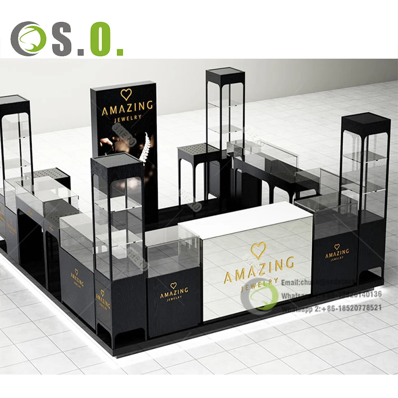 Factory Customized Mall Kiosk Glass Jewelry Showcase Shop Jewellery Kiosk Counter Display Jewelry Kiosk for Sale