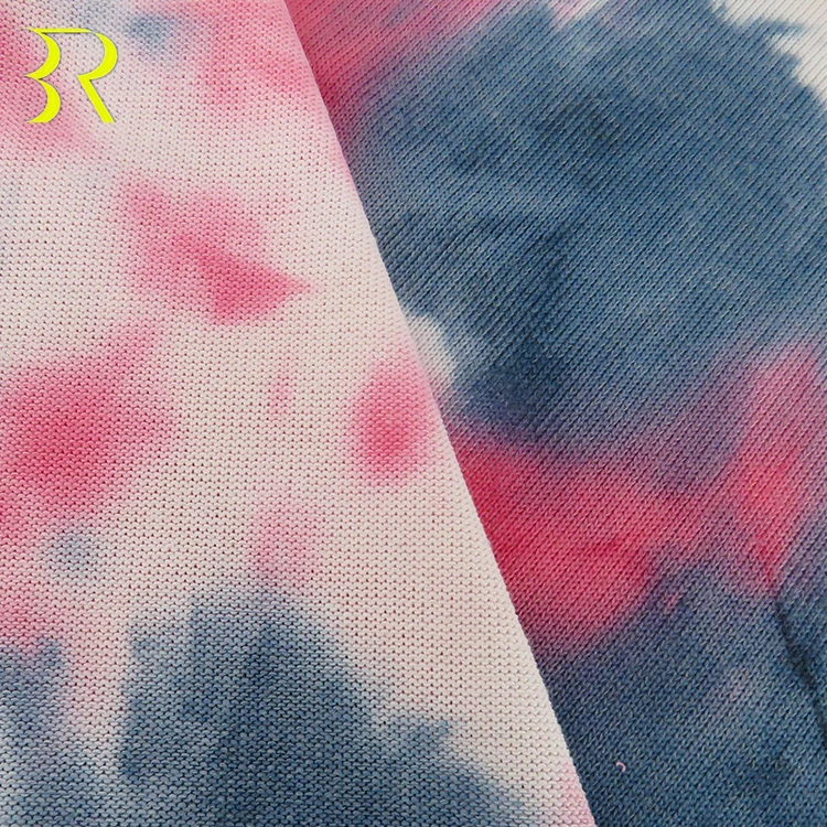 2021 Customized  Knitting Printed 97%P 3%SP Coarse clothing Tie-dyed Fabric for Polo Shirt