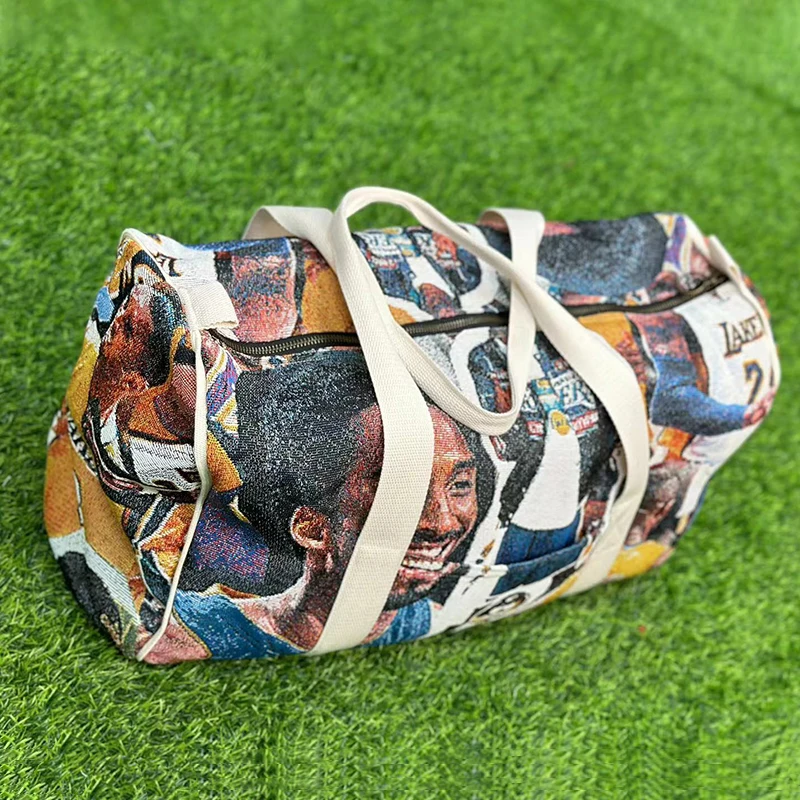 2023 Custom Logo And Size Large Travel Bag Tapestry Woven  Exercise Yoga Bag Throw Blanket Tote Bags Fashion Handbags Cotton