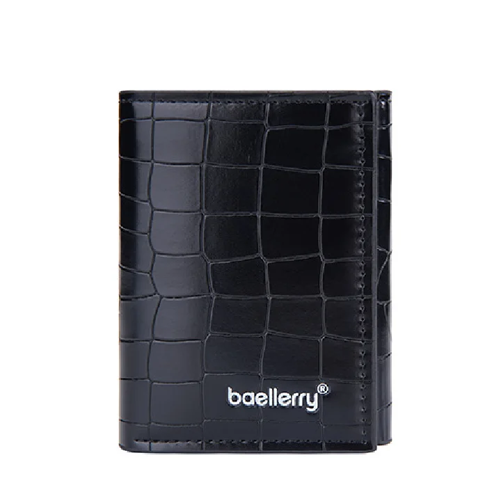 baellerry pop up minimalist wallet pu leather Crocodile Texture RFID Aluminum Slim Pocket trifold money pocket pop up wallet