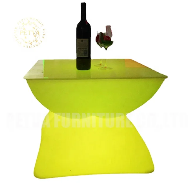 Wholesale bar led chair cube and table set furniture plastic bar table led lights night club