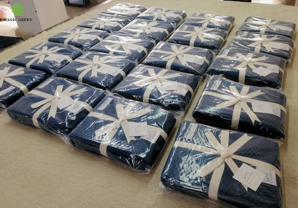 GOTS certificate zero defect 100% organic cotton cable knitted wrap baby throw blanket