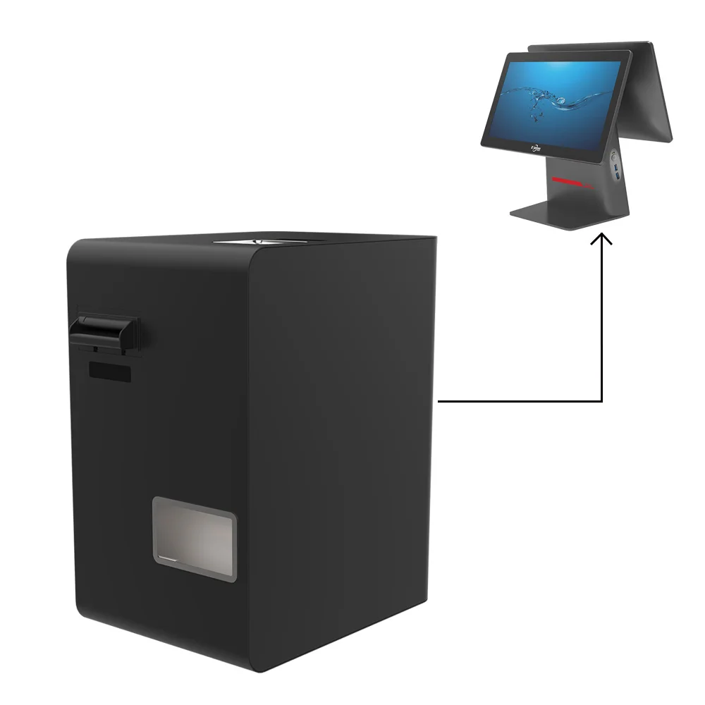 Restaurant Desktop Android 11 Touch Screen Cash Accepting Self Check Out Kiosk Supermarket Metal Box