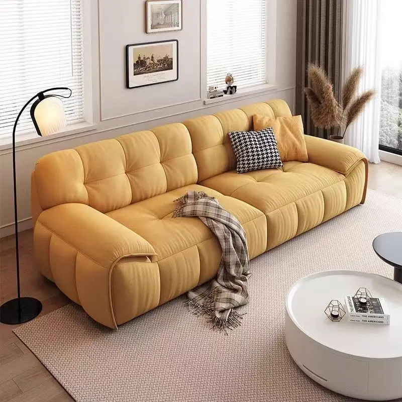 French Cream Style New Simple Puff Cloud Fabric Sofa Living Room Small Apartment Simple Modern Straight Sofa Wholesale
