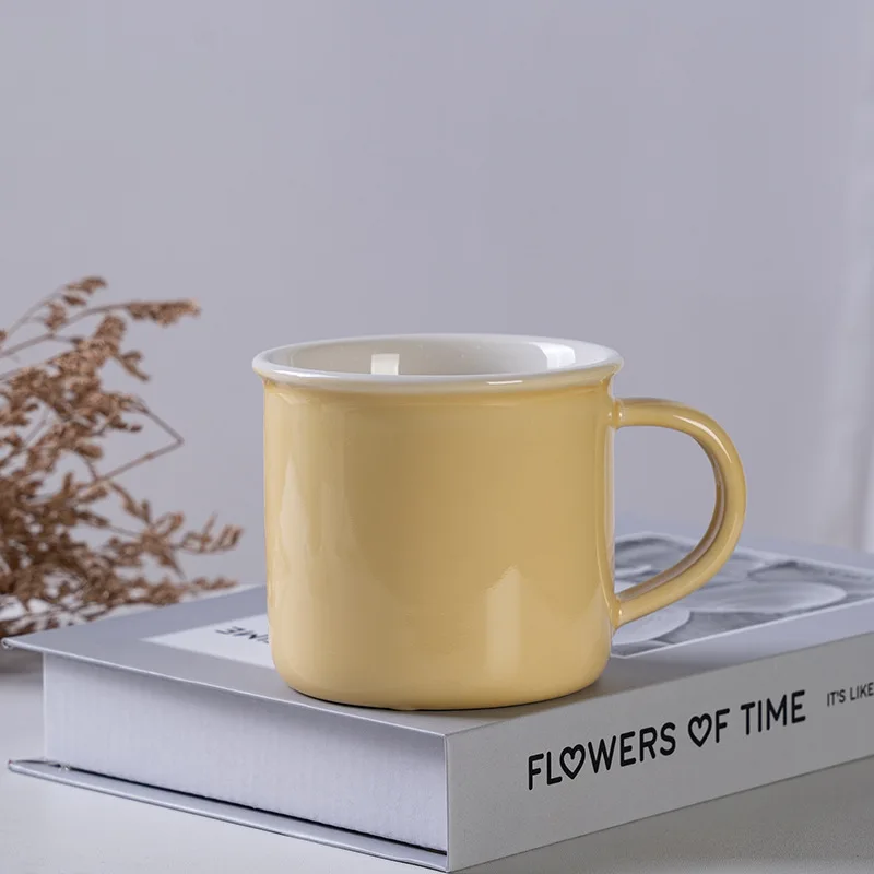 Customizable Hot Sale Stoneware Tea Cups Imitation Enamel Mugs RetroCeramic Travel Camping Coffee Mugs