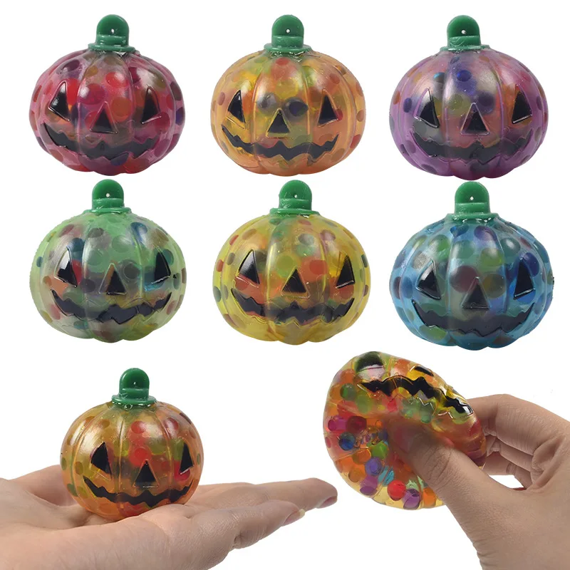 Wholesale Pumpkin Halloween Squeeze Stress Relief Water Beads Fidget Anxiety Toys For Kids and Adult
