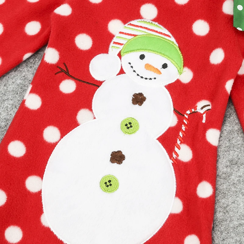 Christmas girl clothes boutique dot snowman velour winter frock dress for baby girls
