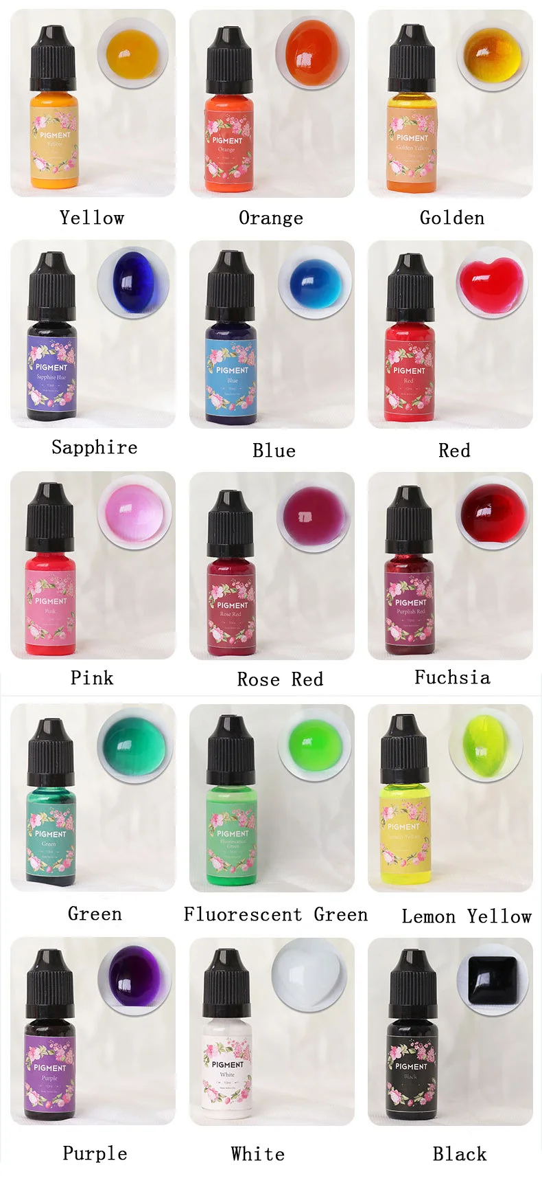 Cross-border Amazon highly concentrated non-discoloring universal 24-color UV epoxy resin color concentrate