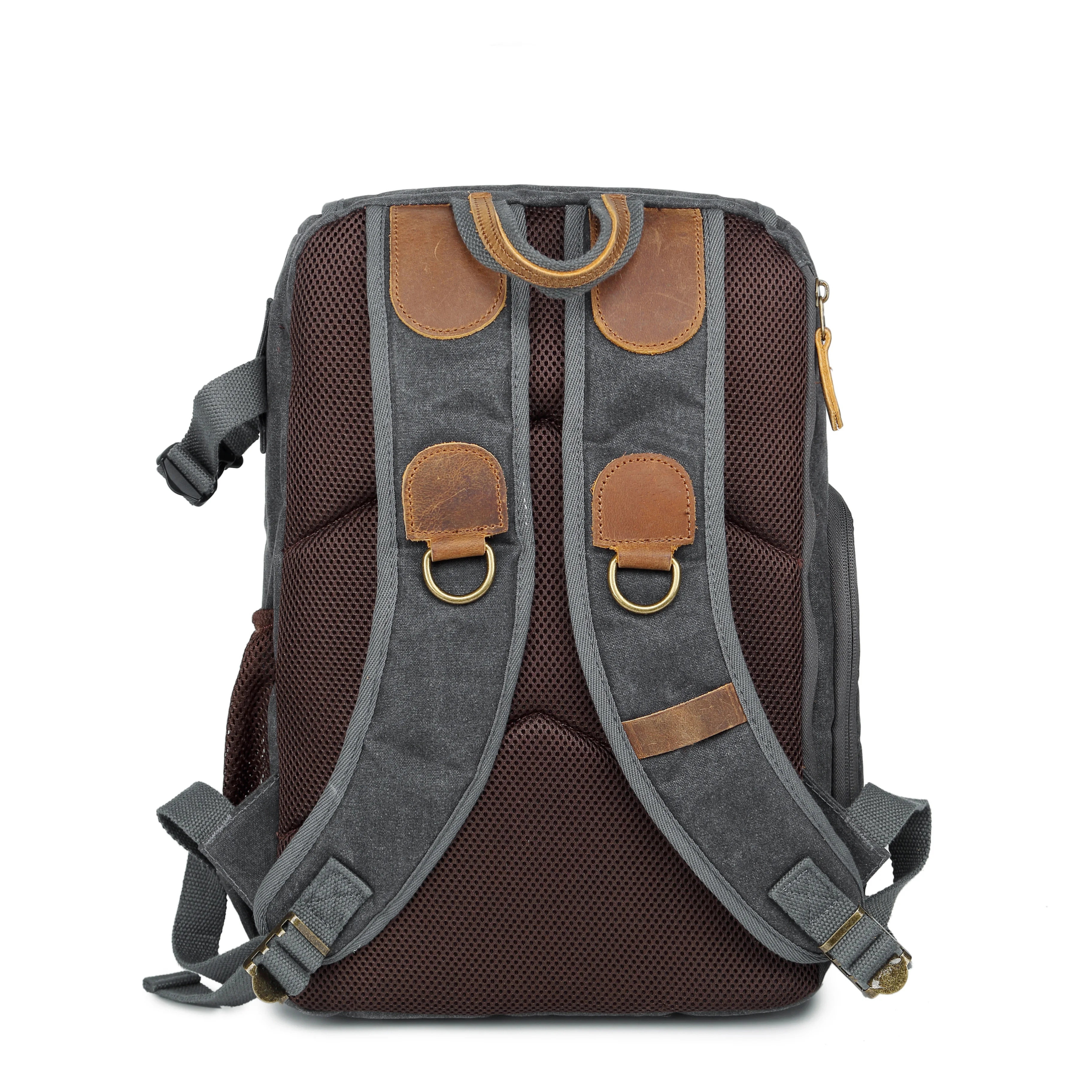 Custom logo professional water resistant canvas leather video camera bag dslr slr camera backpack