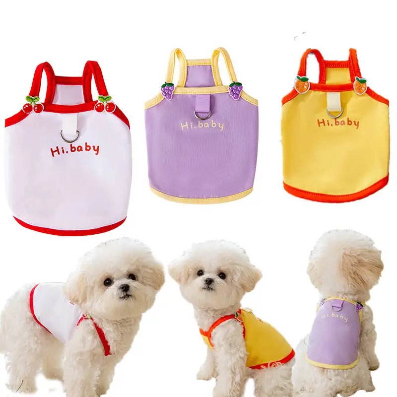 Fast Shipping Wholesale Manufacturer Cotton XS-XXL Summer Pet Sling Cute Eco Breathable Dog Vest Clothes for Small Breed
