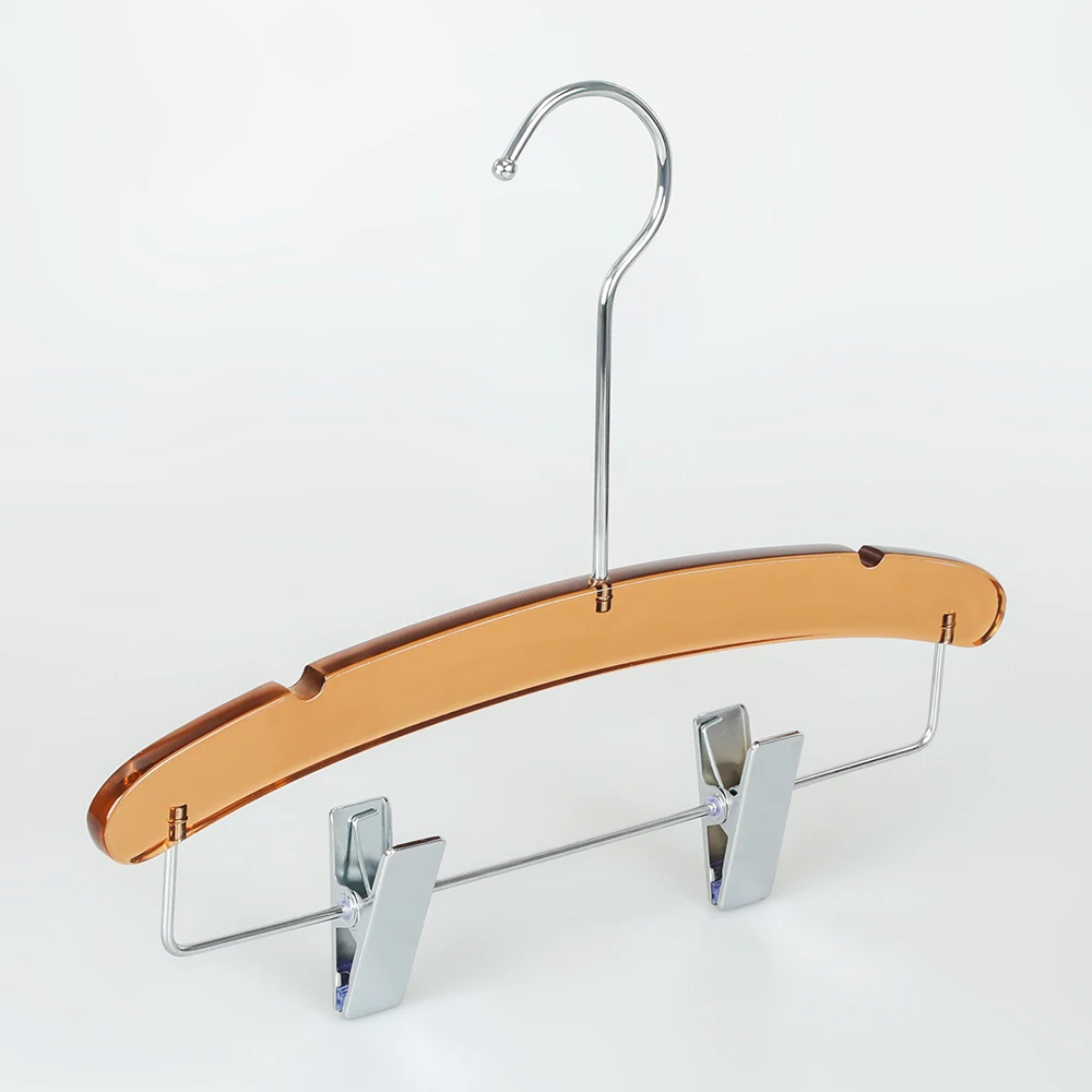 LINDON Premium Clear Hangers Moon Shape Transparent Brown Plastic Acrylic Hanger for Jaket Pants Dress Coat
