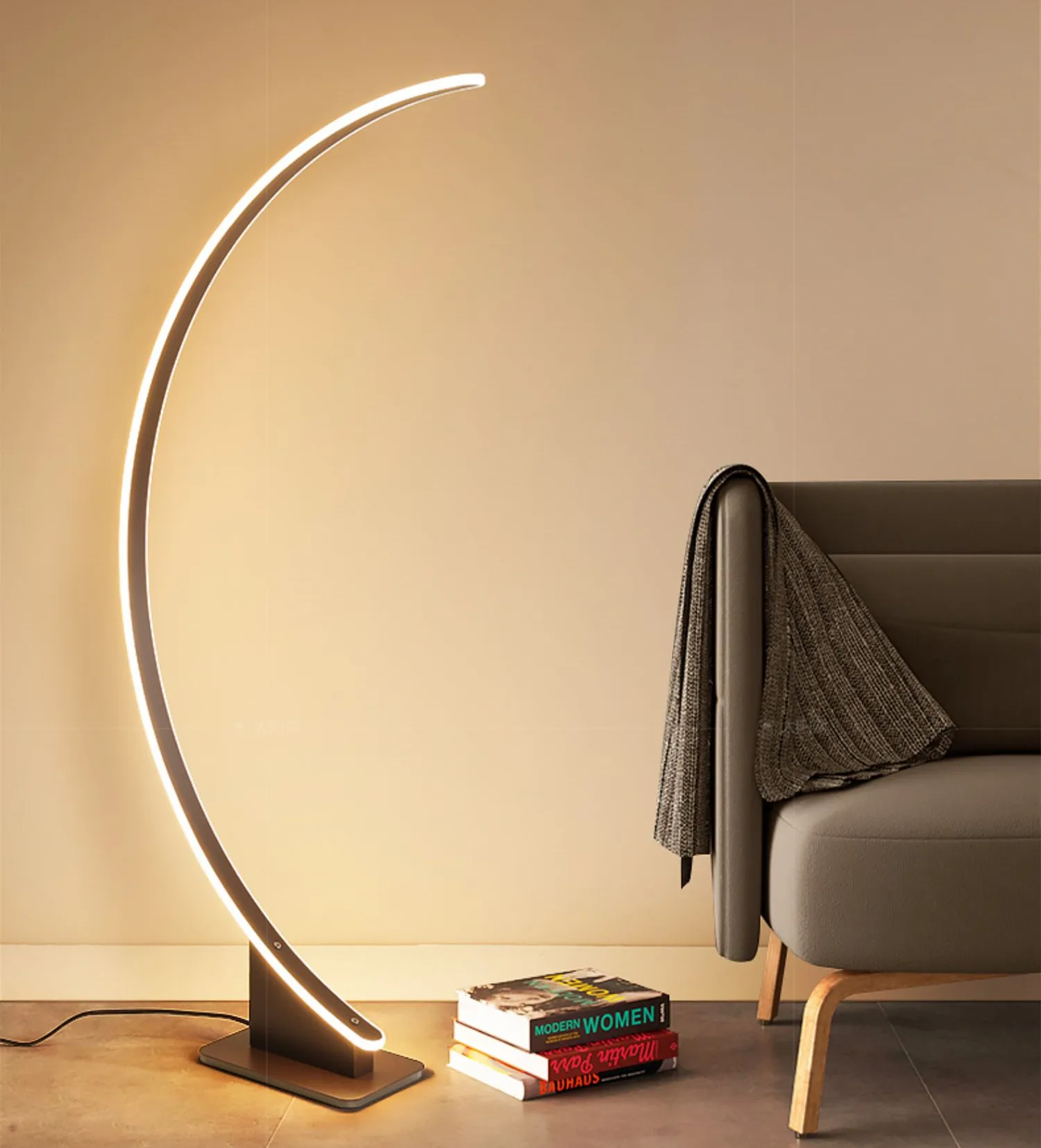 Modern Minimalist Arc Iron Floor Lamp New Trend Simple Arched Design LED Light Source for Living Room Standing Floor Lamp