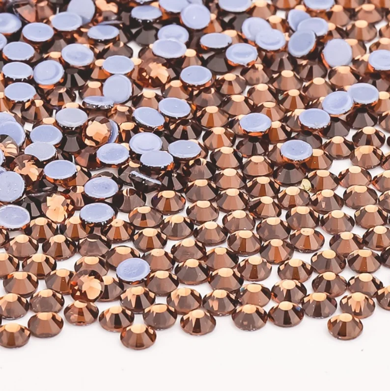 SS6 8 10 12 16 20 30 Smoked Yellow Hotfix Iron On Rhinestone Glass Strass Applique Flatback Crystal Stone For Dance Dress