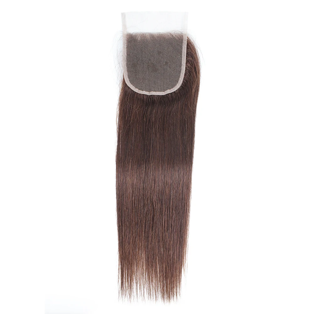 Dark Brown Color 4 Brazilian Human Hair  Bundles With Closure