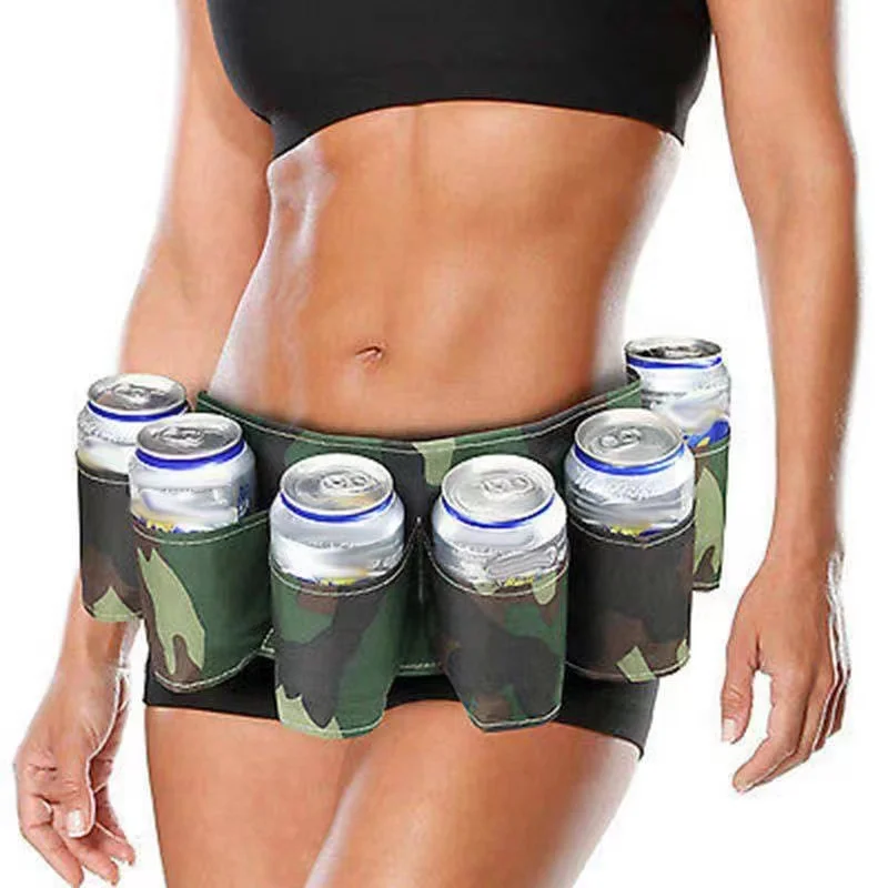 Factory Direct 6 Pack Holster Can Cooler Beer Waist Bag Holder Full Color Washable Beer Belt Storage Bag Pack tool