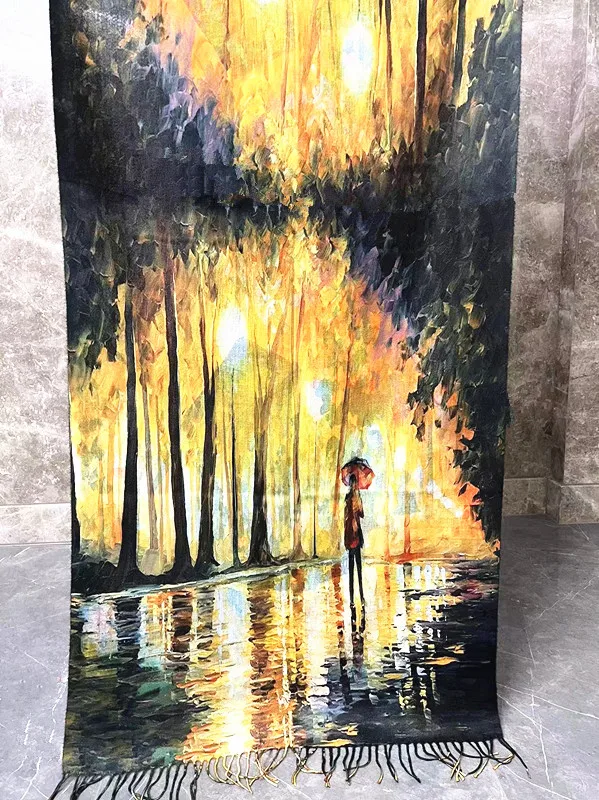 Long size Wholesale Winter neck luxury brand Shawl Scarf With Tassel  double sides print design custom  music festival  pashmina