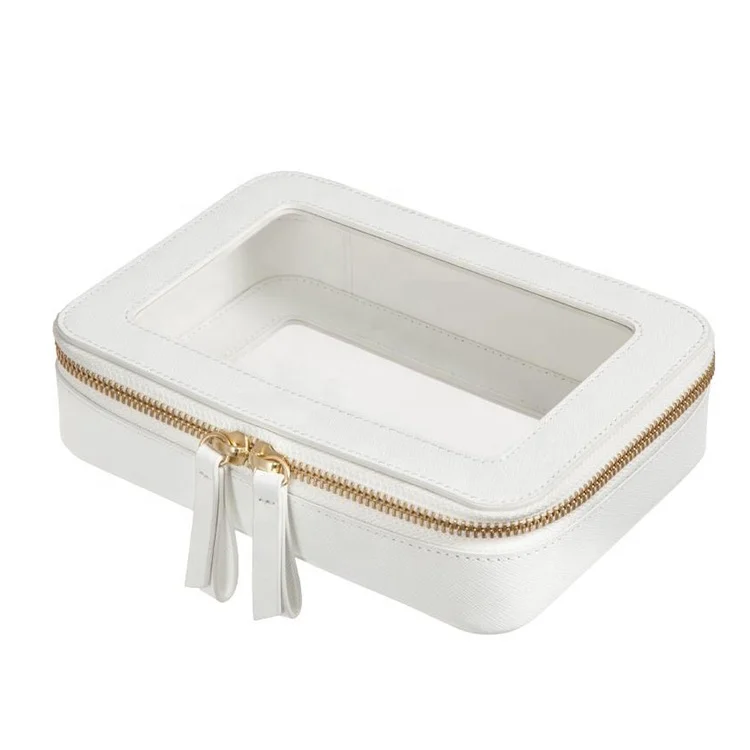 Cosmetic Bags & Cases Beauty Toolbox Custom Logo Leather Clear Transparent Cosmetics Travelling Luxury Makeup Bag