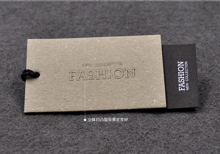 Kraft paper specially  printing embossed foiled customized with UV garments hang tag paper tag for jeans clothing and garments