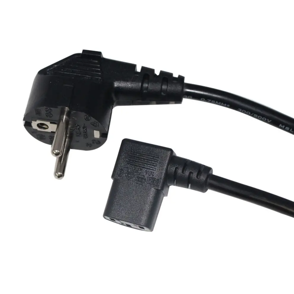 Европейский 3 зубец CEE7/7 Schuko Разъем питания для IEC-60320-C13 под прямым углом 90 градусов ac удлинитель