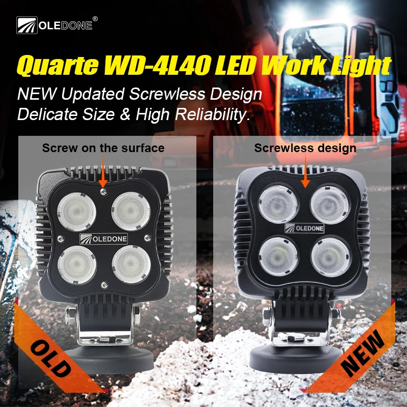 OLEDONE New 4 Inch 40W 4800LM Work LED Light 48W EMC IP68 Side Mount LED Work Light Flood Beam For SUV ATV UTV Truck Heavy Duty