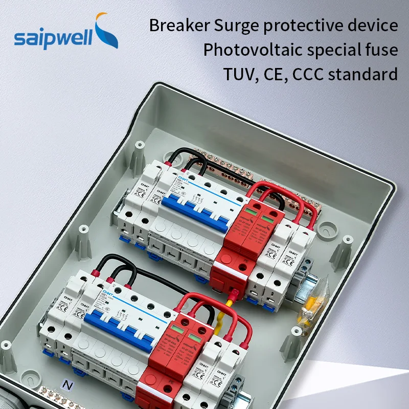 Saipwell String Combiner Box Plastic Enclosure Solar PV Combiner Box DC 500V 1000V 1500V PV Junction Box