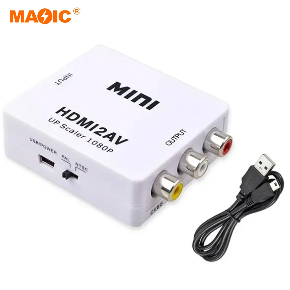 High quality Wholesale1080p Mini HDMI2AV Converter HDMI to AV converter HDMI to 3RCA Video Audio Converter