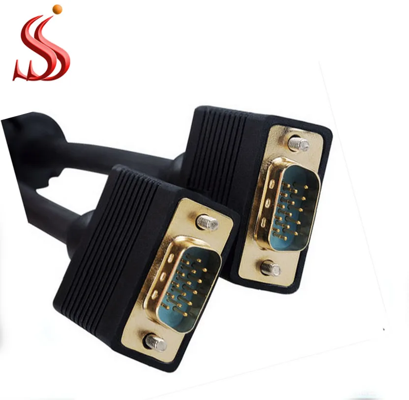 15 pin Gold connector male to male VGA cable 1.5M 3+4/3+6 15pin  For Computer Projector