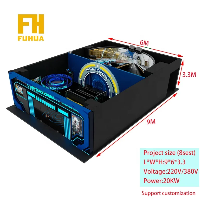 Virtual Park 3d 5d 7d 9d Immersive Experience Orbital Cinema 6DOF Motion Platform 3d Naked Eye Arc Screen Track Cinema