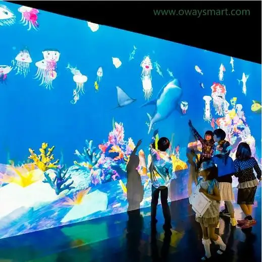  Oway indoor interactive floor/wall projection throw ball game system ar smash games