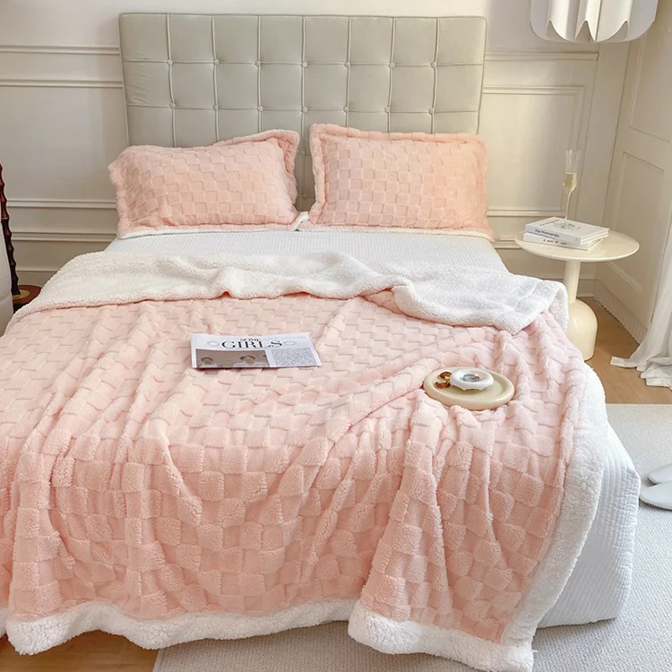 Comfortable Wholesale Custom Print Fleece Sherpa Throw Blanket For Couch Sofa Bed