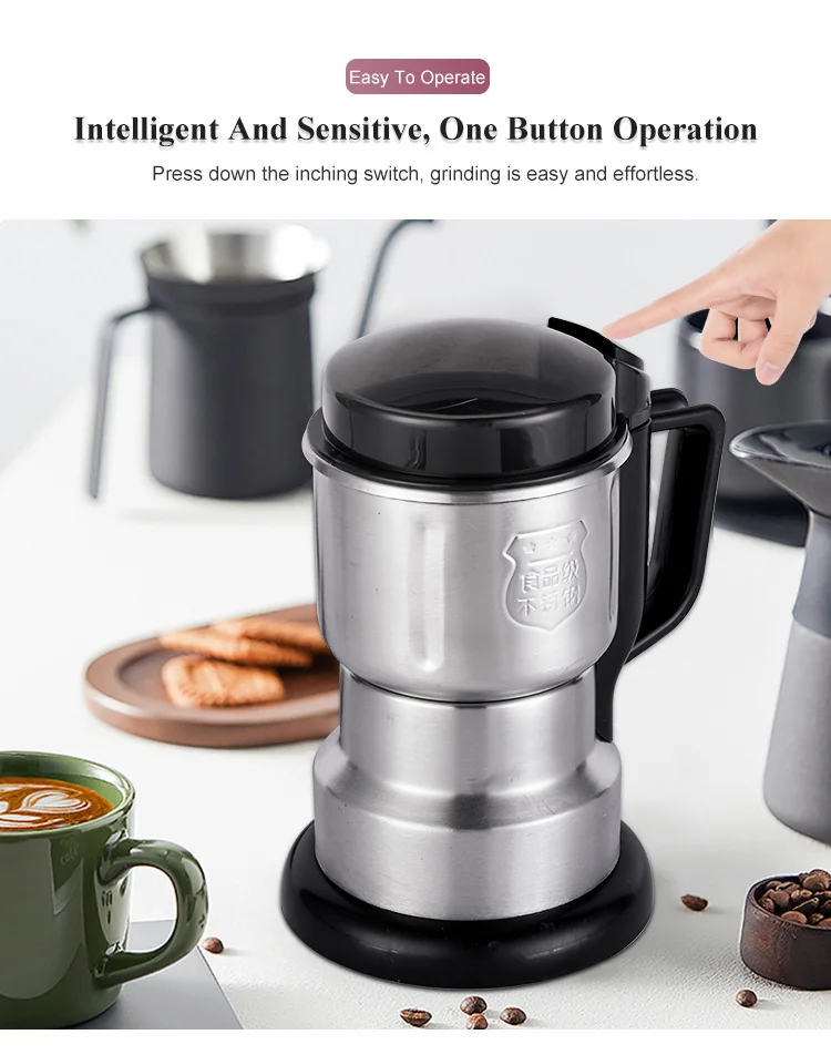 Factory Hot Burst Mini coffee Bean grinder Electromechanical spice and coffee grinder stainless steel large capacity