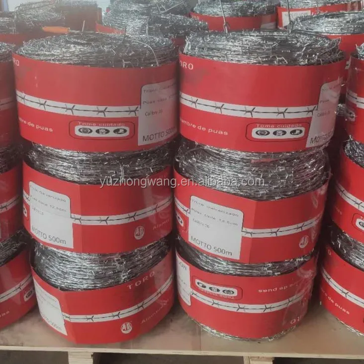 Barbed Wire To Brazil alambre de puas grueso hot dipped galvanized  100m 250m 300m 360m 400m 500m rolls