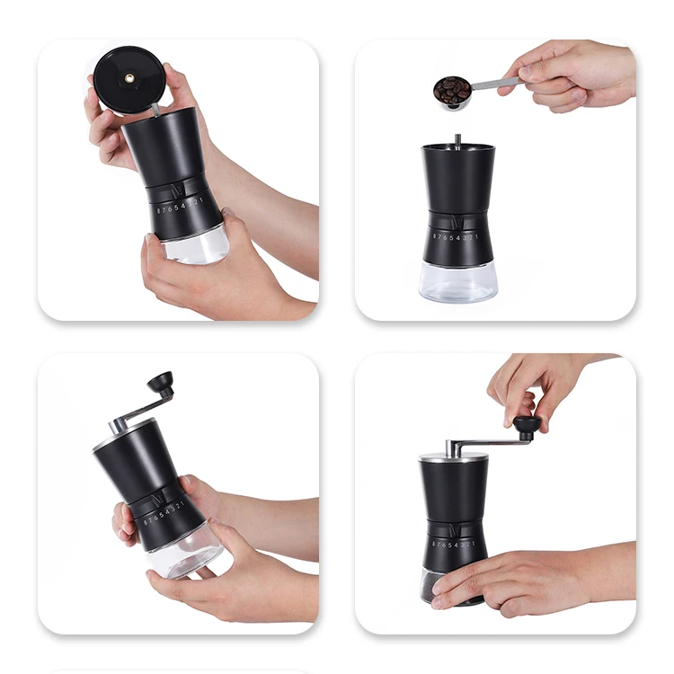 Portable Coffee Beans Grinder Stainless Steel Conical Ceramic Burr Hand Manual Coffee Grinder