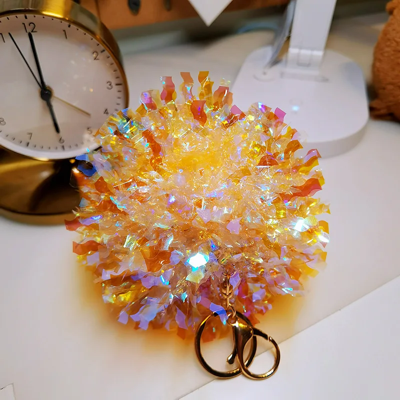holographic   mini Cheerleading  pom poms key chain  Souvenir Gift for cheerleader