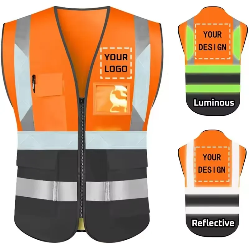Wholesale Custom Logo Worker Reflective Safety Vest Ce Standard Reflective Clothing Reflective Vests 4 Pockets