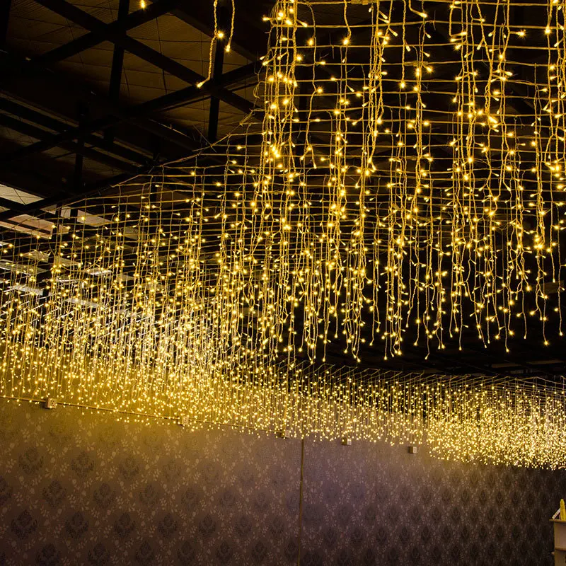 220V 4*0.6M Christmas Garland Led Waterfall Curtain Icicle String Lights Garden Street Outdoor Decorative Holiday Light