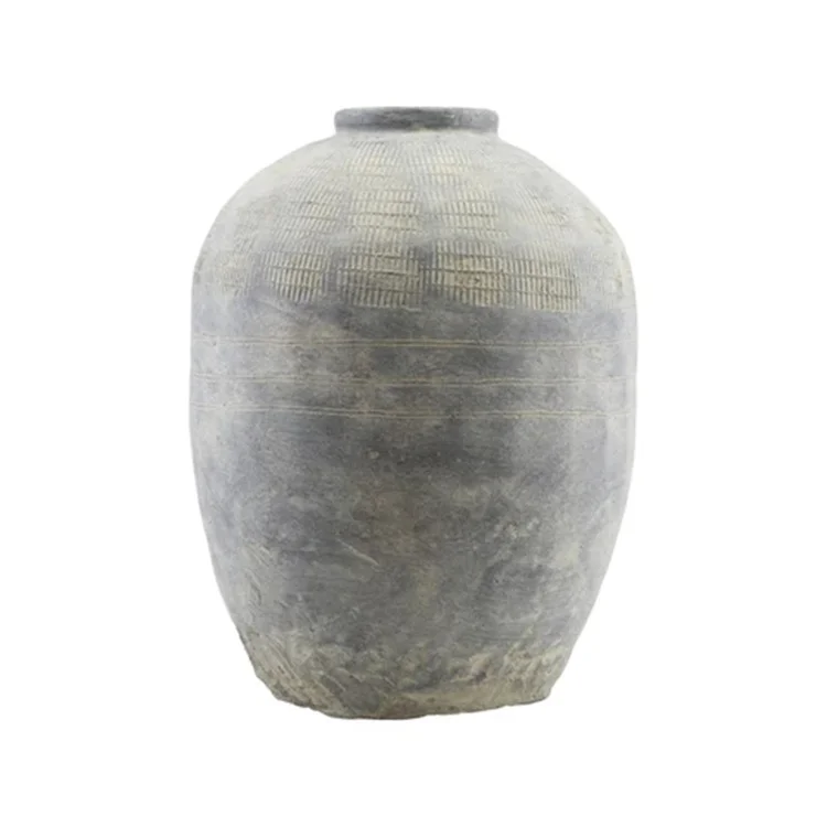 Hot selling rustic unique geometric pattern handmade concrete rustic vase cement vase ceramic vase for home decor