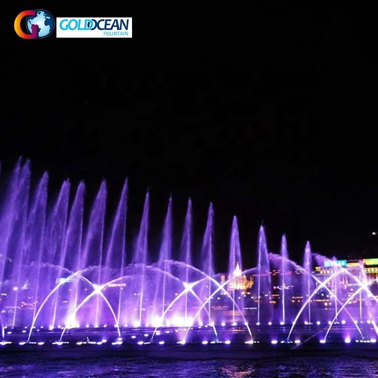 Бесплатный дизайн уличный декоративный вращающийся фонтан с музыкальным управлением встроенный в Озеры