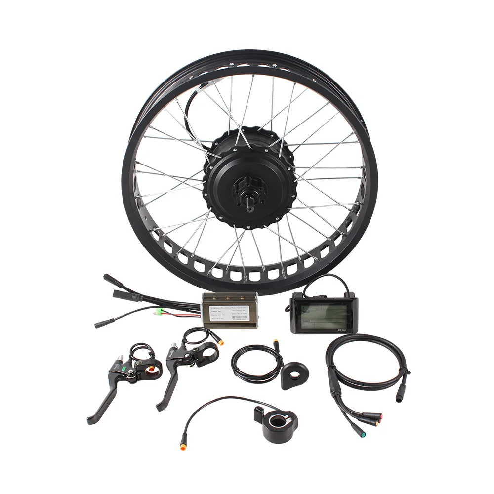 48V 500W Gearless Hub Motor/Electric Fat Bike DIY Conversion Kits Fat Ebike Rim 26x4.0 and 20X4.0 with Optional Battery