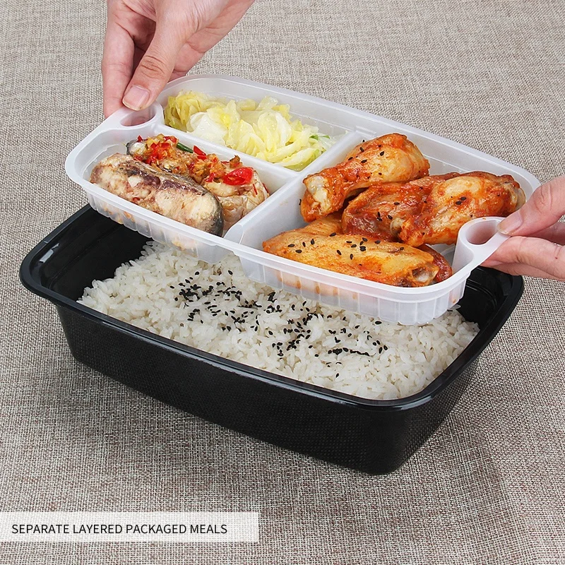 500ml lunch bento box fast food meal prep PP disposable plastic container for sale