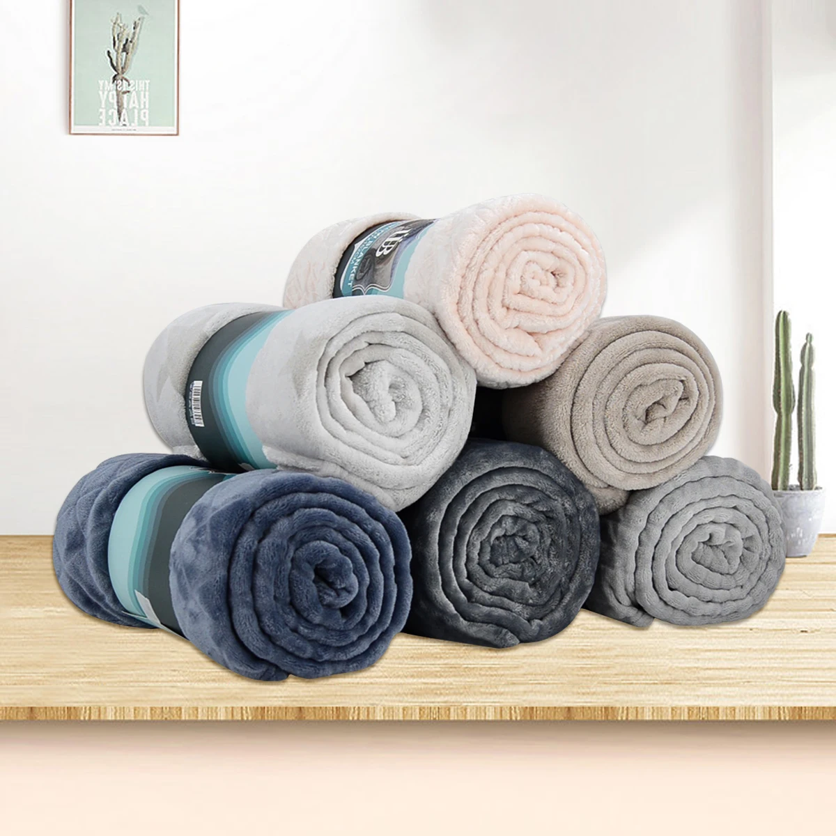 Wholesale New Design Logo Sherpa Blanket Luxury Bed Accessories Flannel Fleece Throw Blanket For Winter