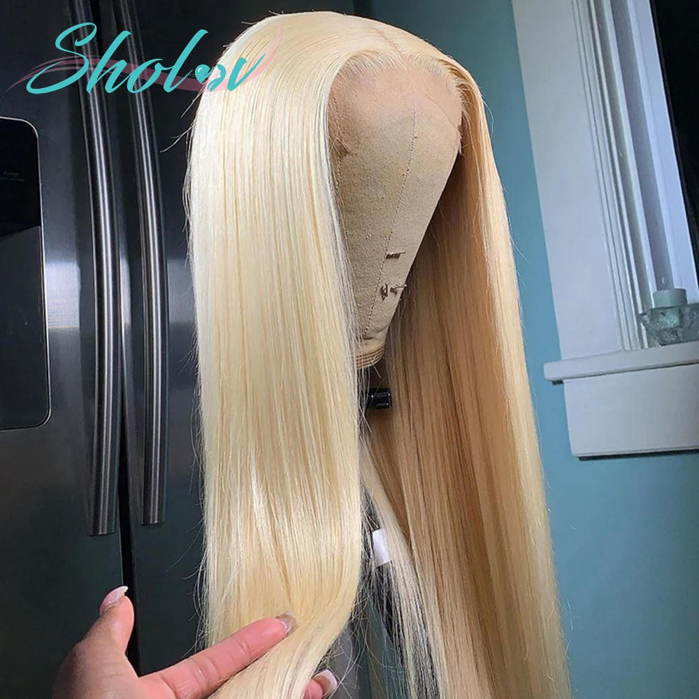 Long 613 White Blonde Human Hair Lace Front Wig Ombre Silk Top Full Lace Wig Human Hair Silky Straight For Black Women