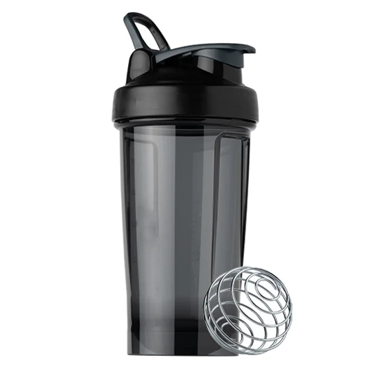 2023 Hot Selling Gym Fitness Water Bottles Plastic Protein Shaker Bottle With Metal Mixer